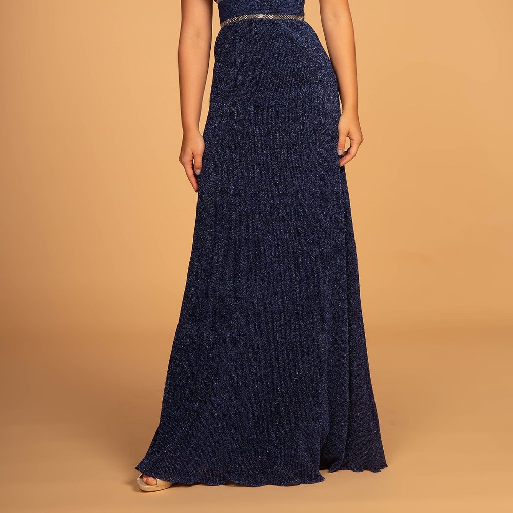 V-Neckline A-Line Glittered Evening Dress GSGL2503 - Picture 8 of 9